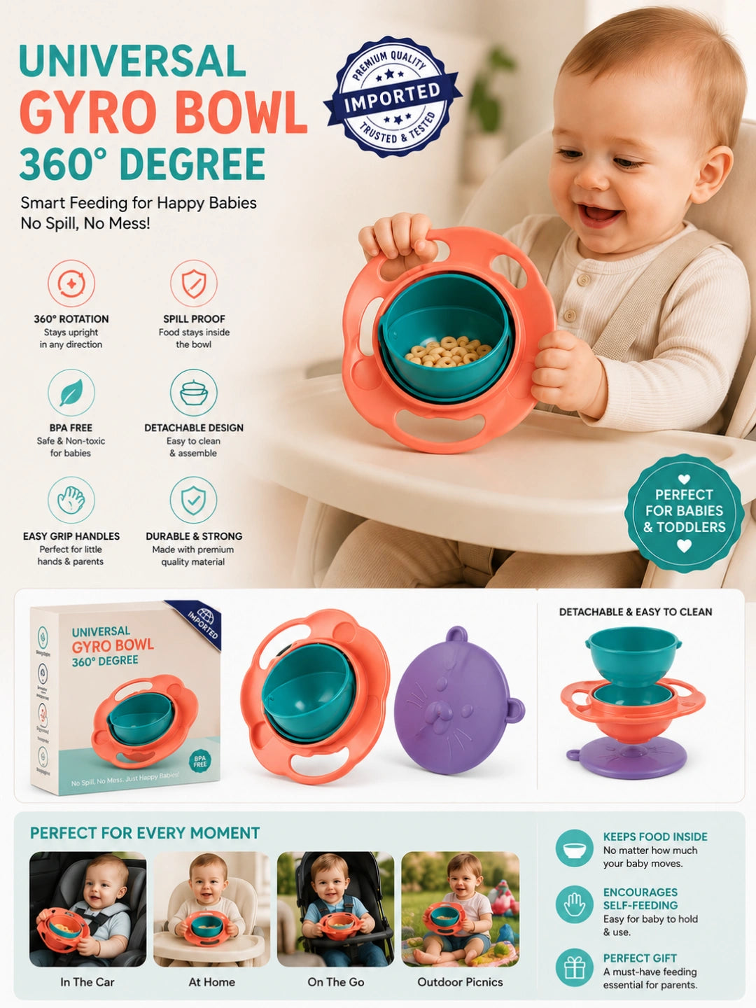 Universal Gyro Bowl 360 Degree – Smart Feeding for Happy Babies