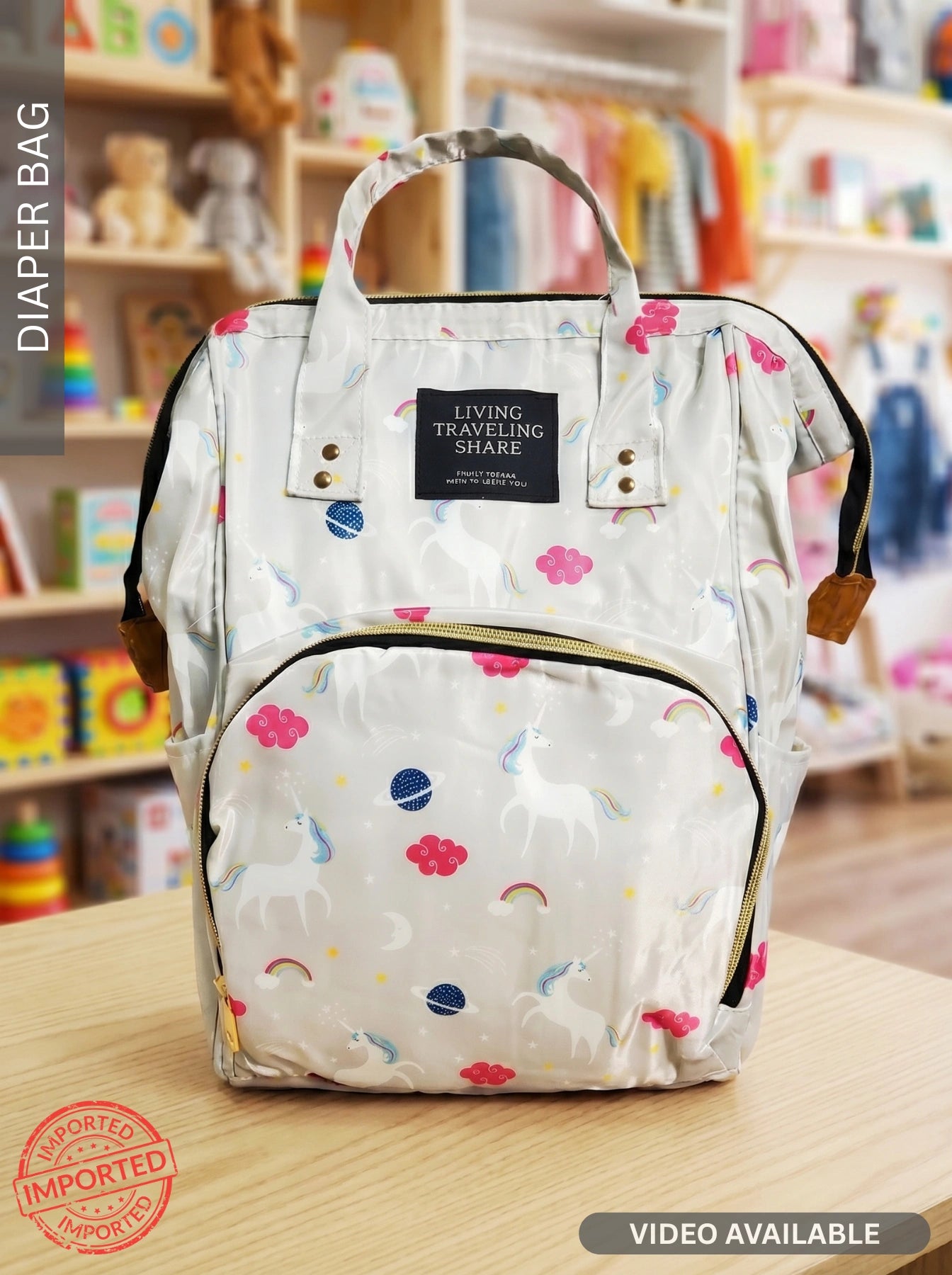 IMPORTED Unicorn Multi-Pocket Diaper Bag