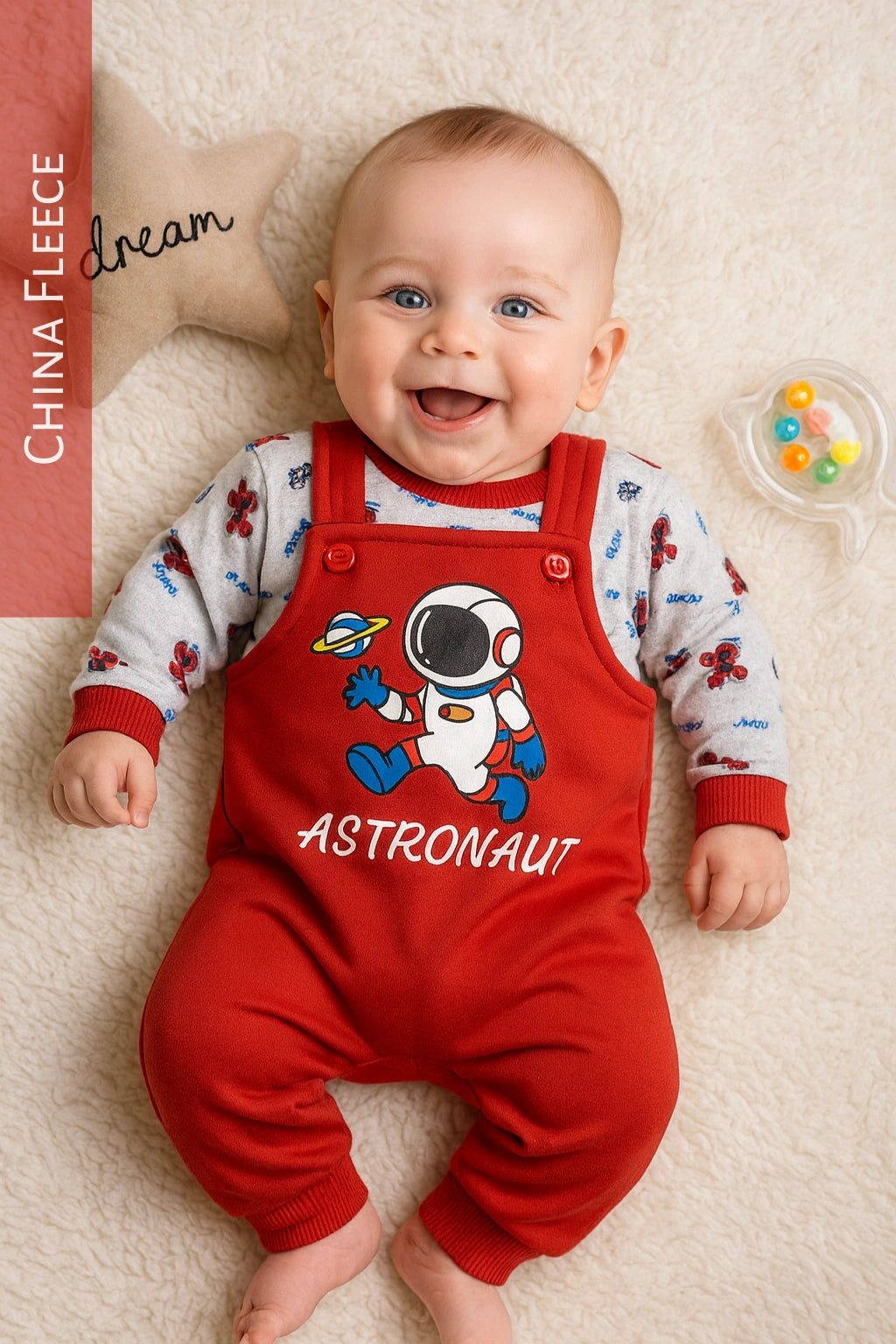 Running Astro Red Romper - China Fleece