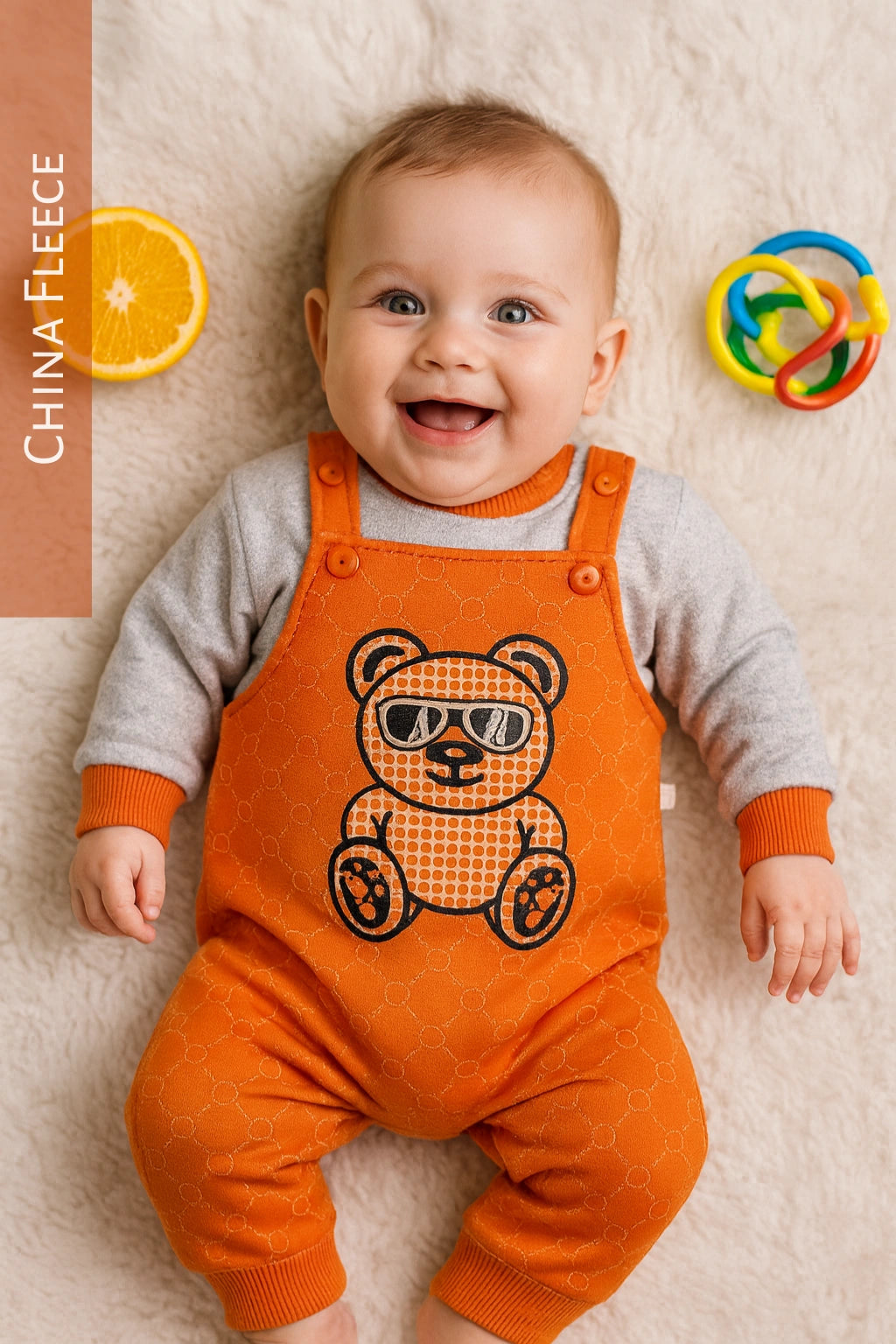 Disco Panda Orange Romper - China Fleece
