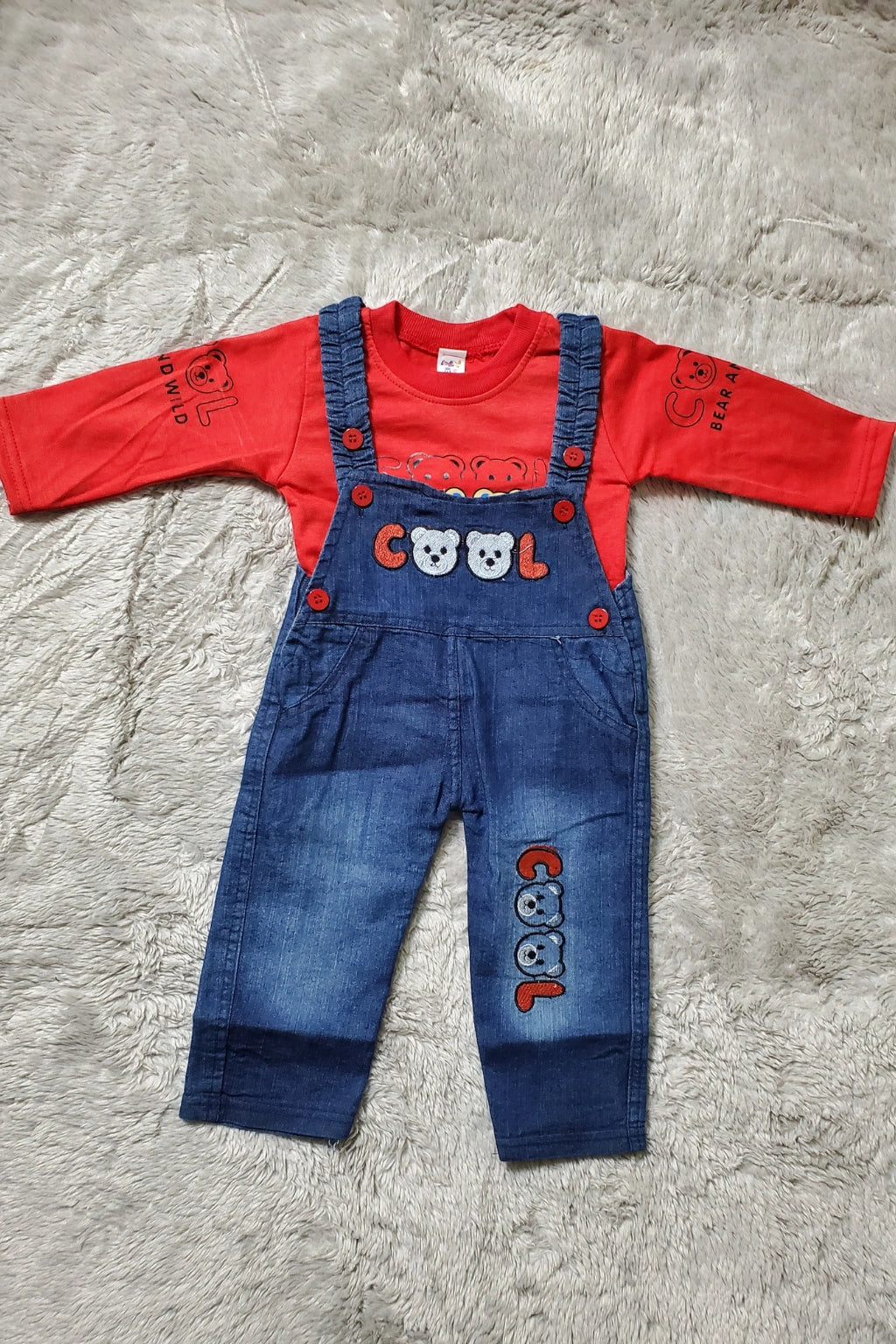 Cool  Denim Romper Red - SUMMER FABRIC