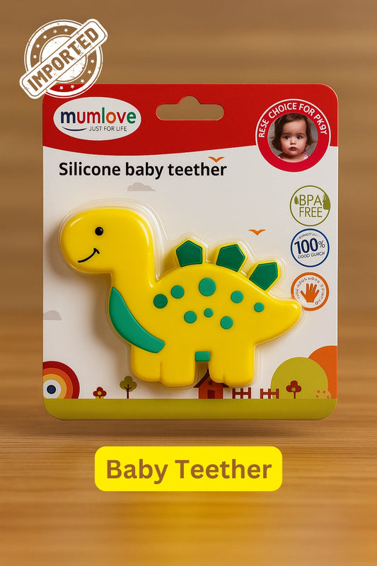 Imported Baby Teether Soft Silicone Dino – Soothing Ring for Teething Relief