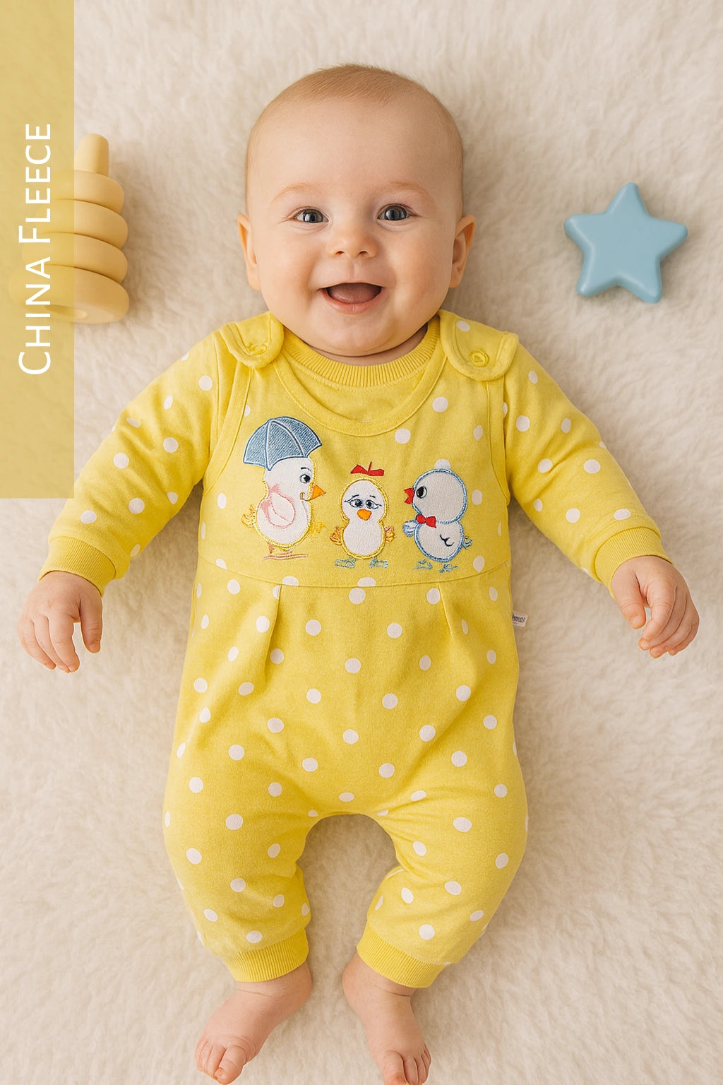 Polka Dot Yellow Romper - China Fleece