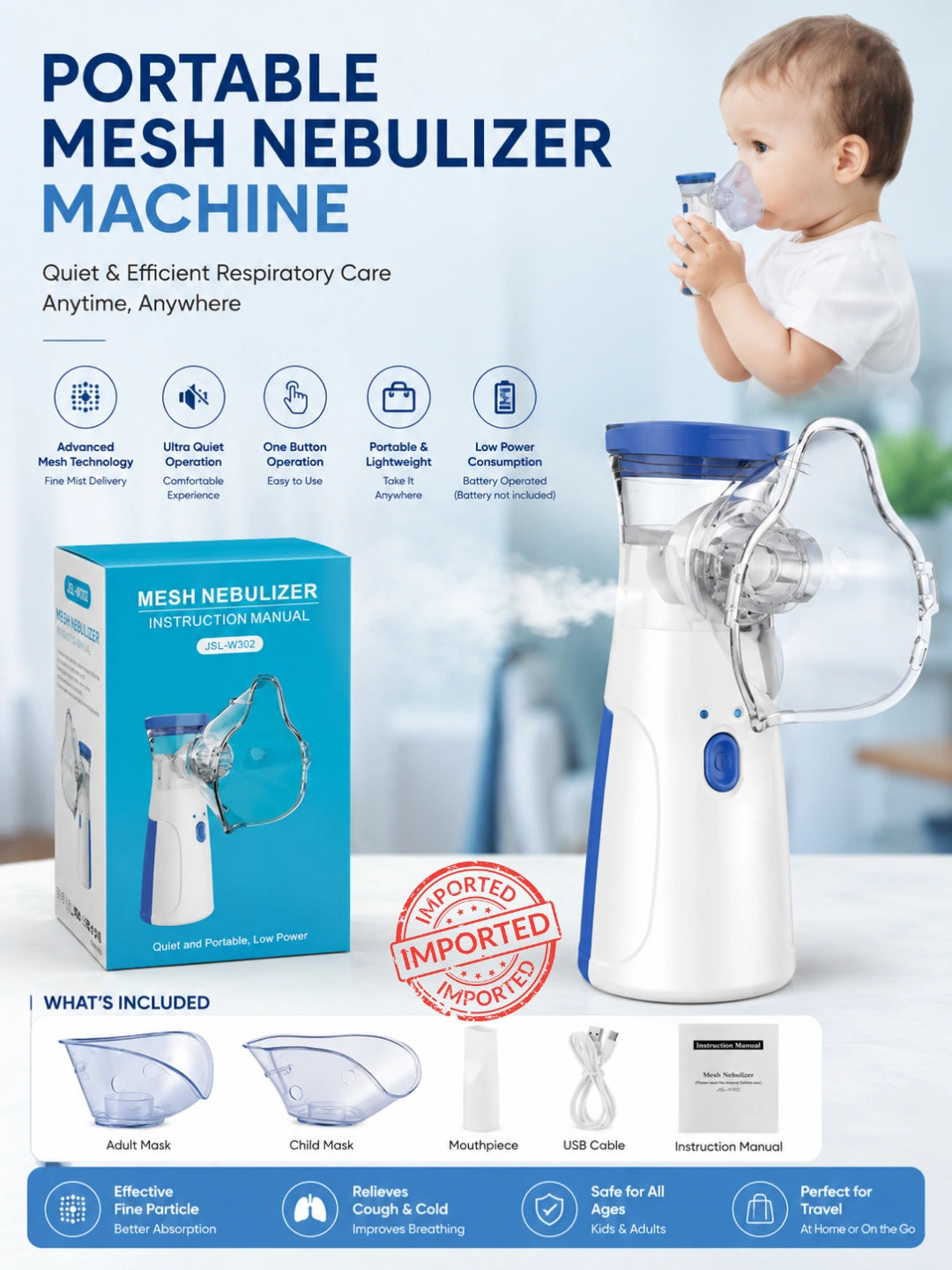 Portable Mesh Nebulizer Machine – Quiet & Efficient Respiratory Care