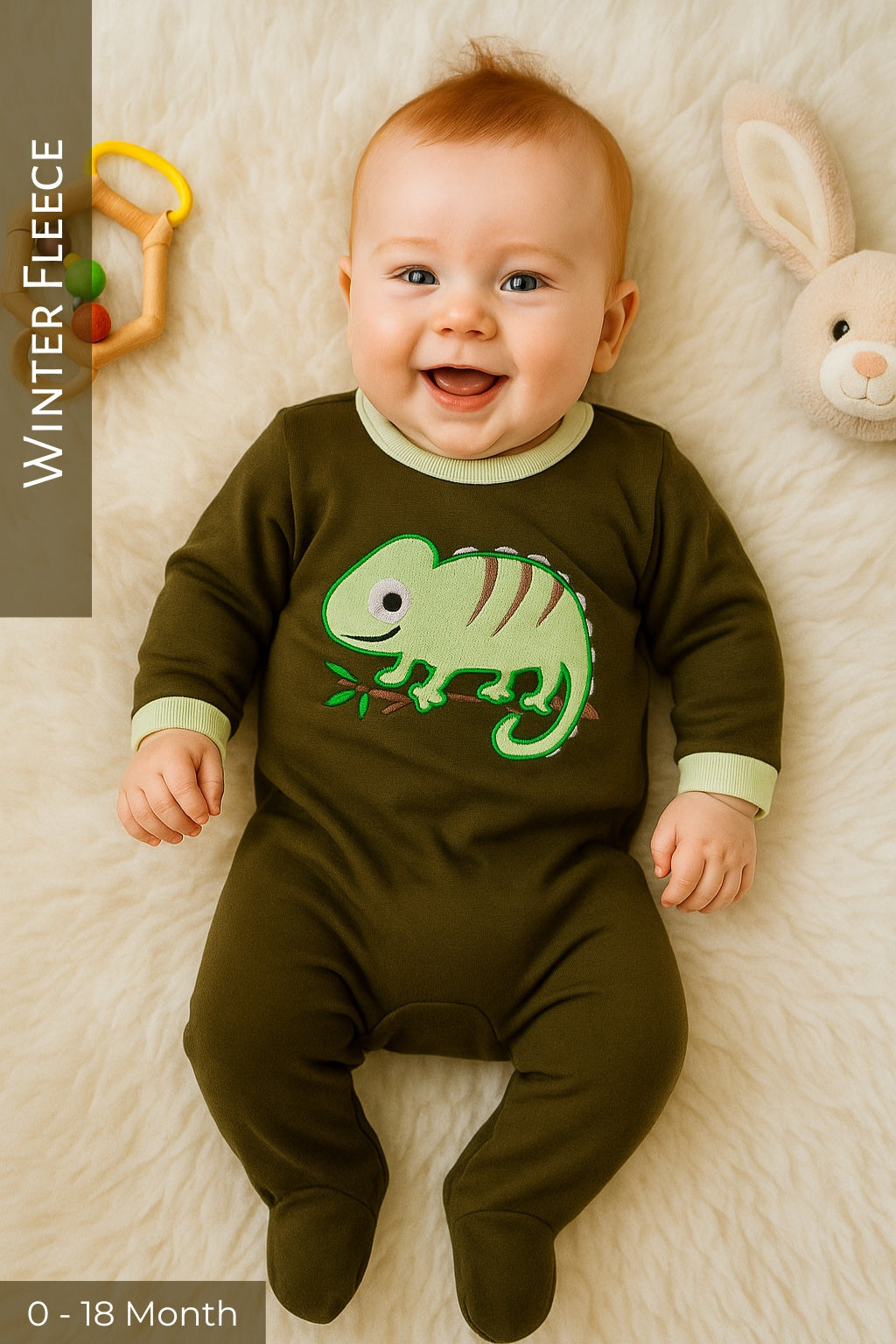 Chameleon GREEN Romper - Premium Fleece