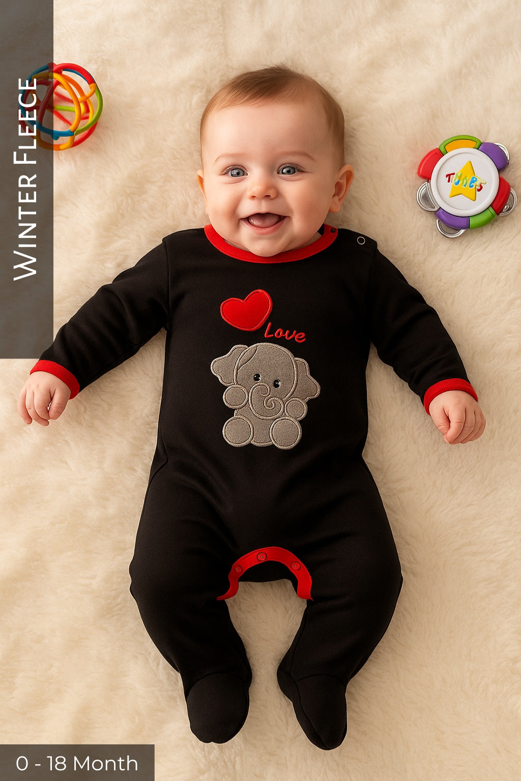 Elephant BLACK Romper - Premium Fleece