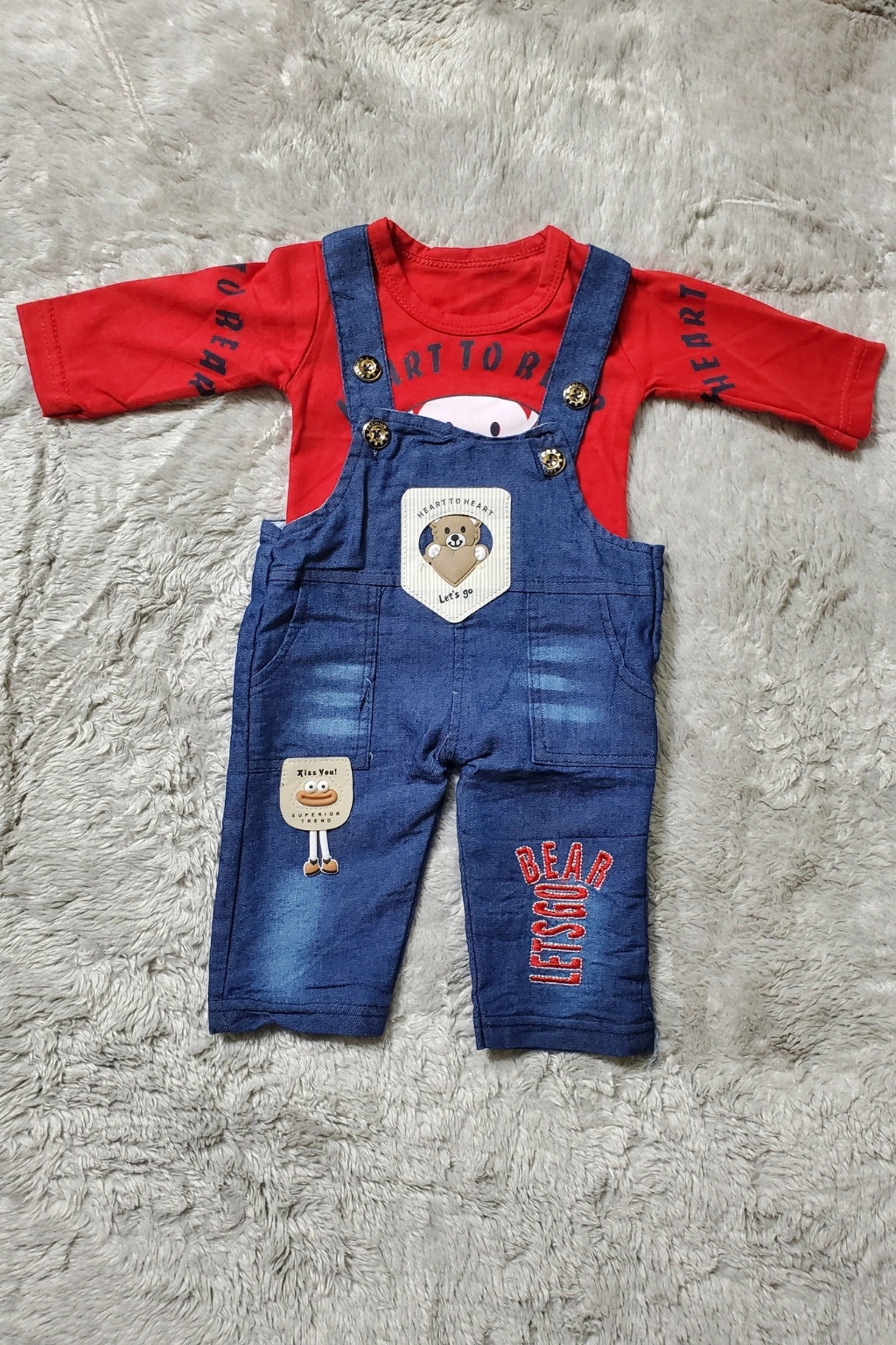 Lets Go Denim Romper Red - SUMMER FABRIC