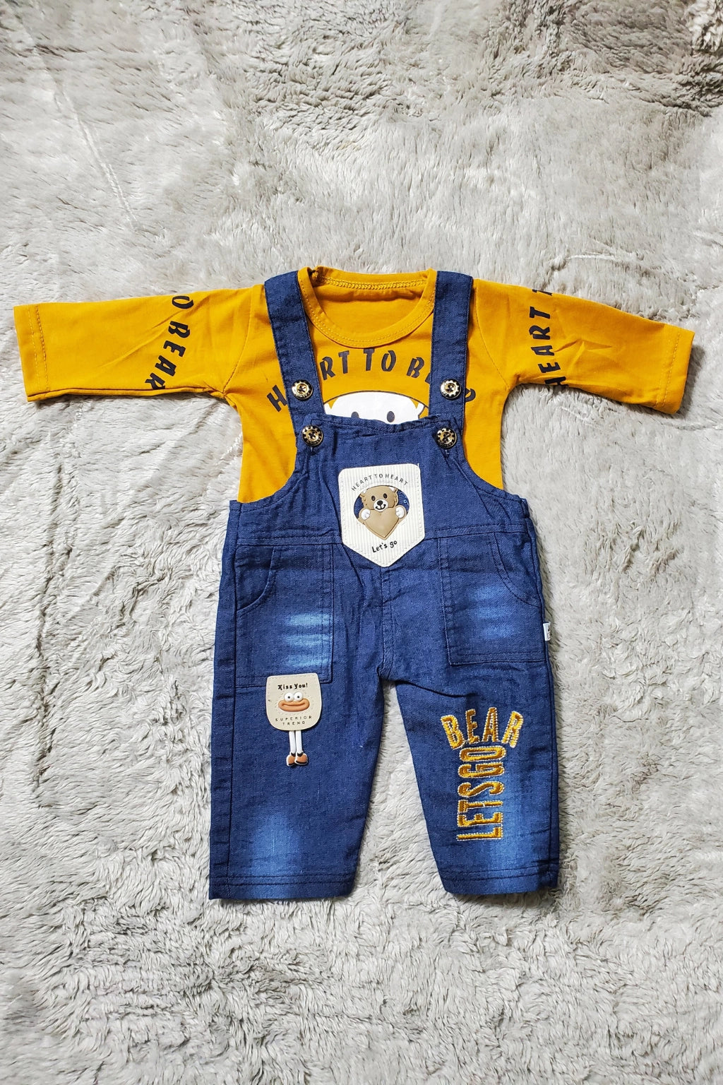 Lets Go Denim Romper Mustard - SUMMER FABRIC