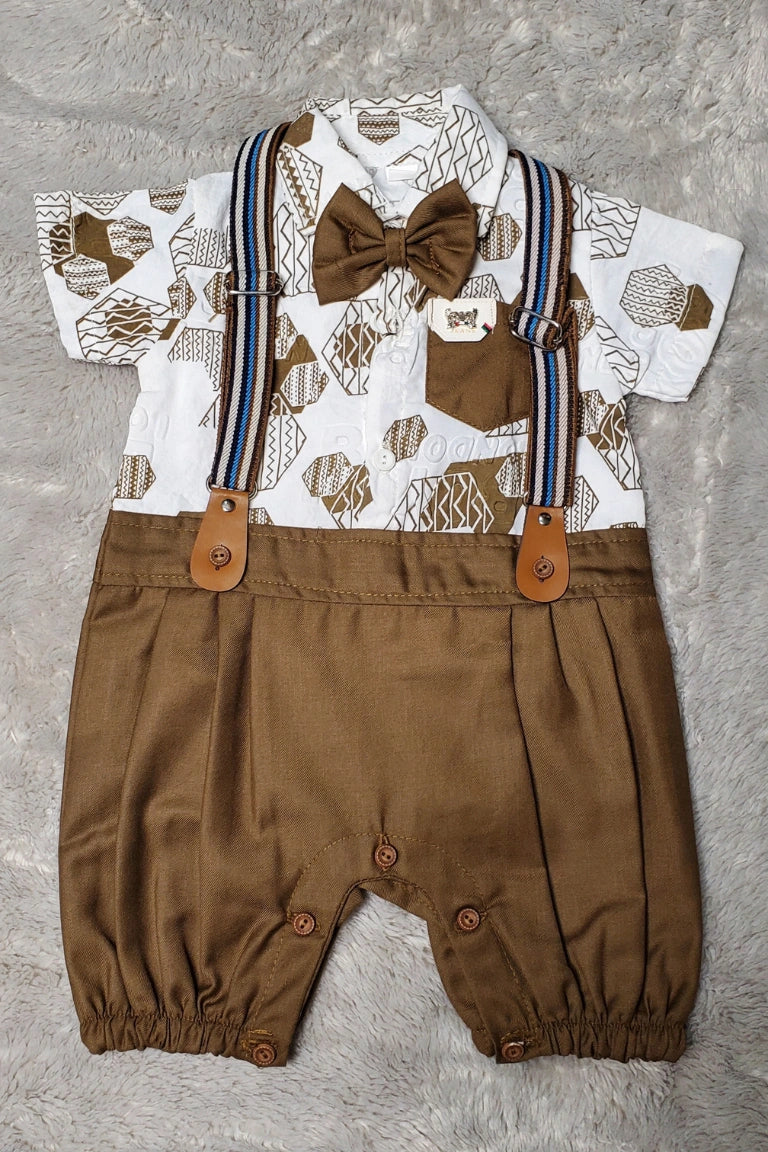 PARTY WEAR Brown Bow Romper | SUMMER FABRIC