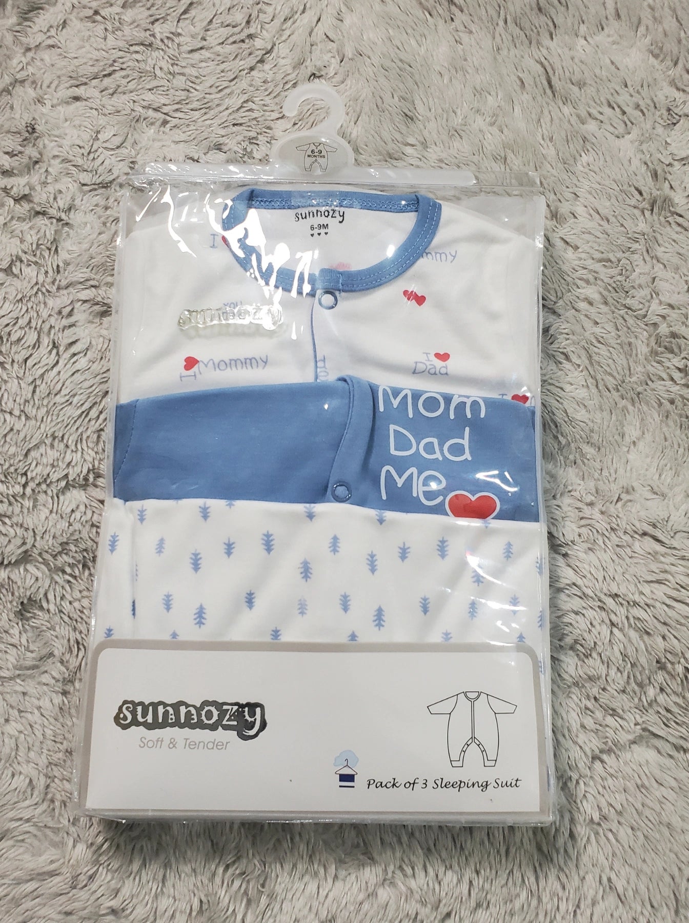Sunnozy MOM DAD Pack of 3 Rompers - Summer Fabric
