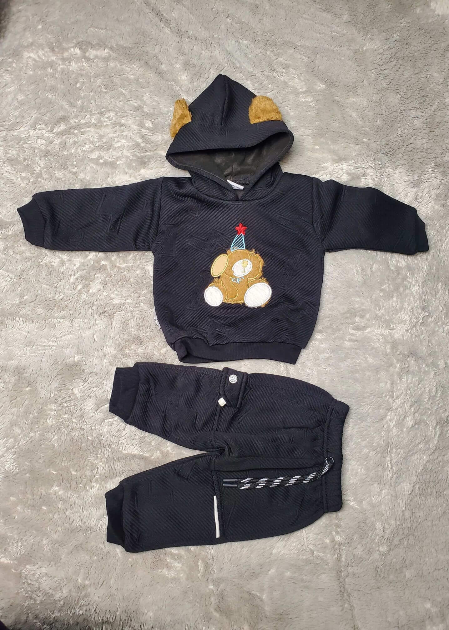 Star Teddy Black Hoodie and Trouser - TURKISH VELOUR