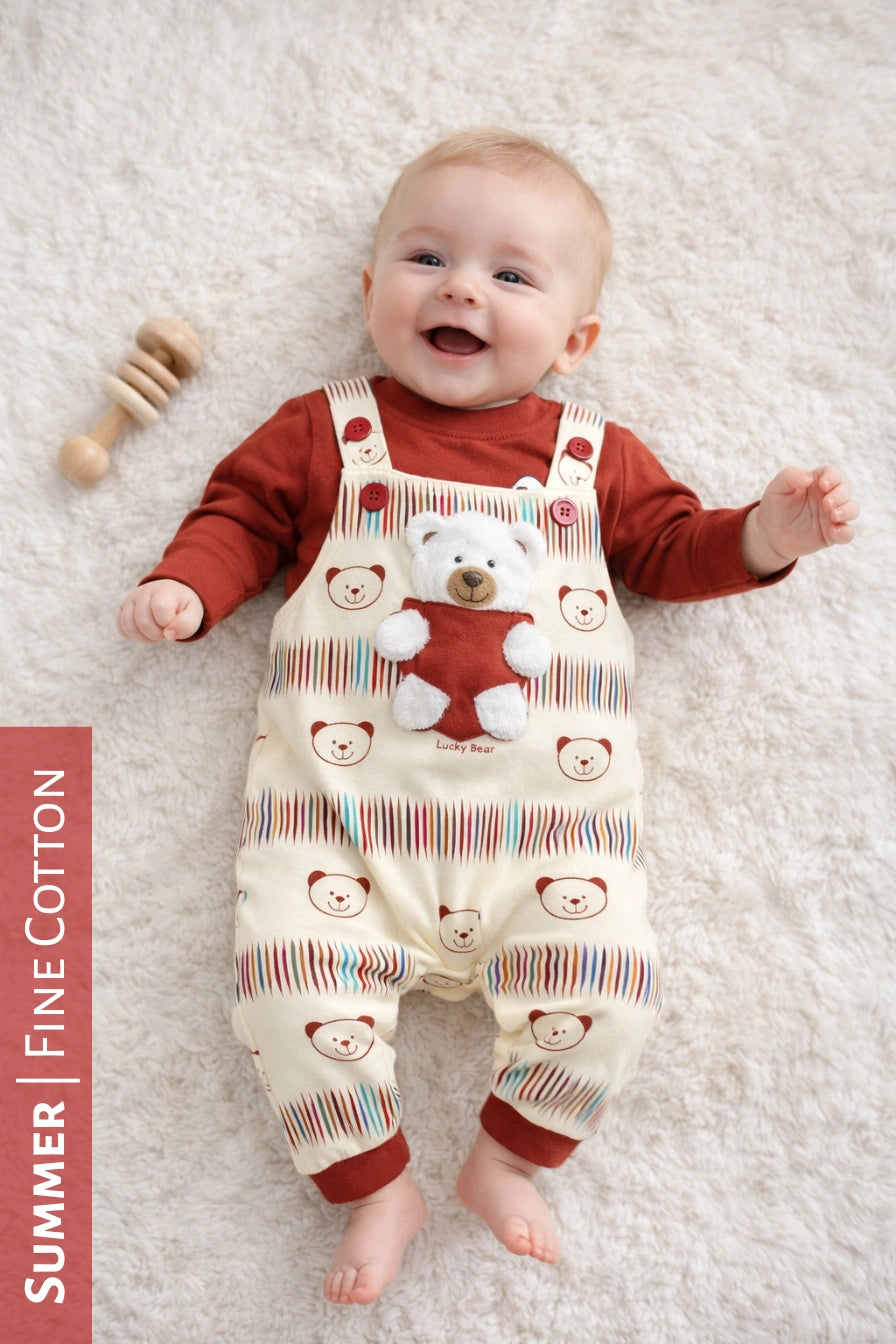 Fur Bear Romper Maroon - SUMMER FABRIC