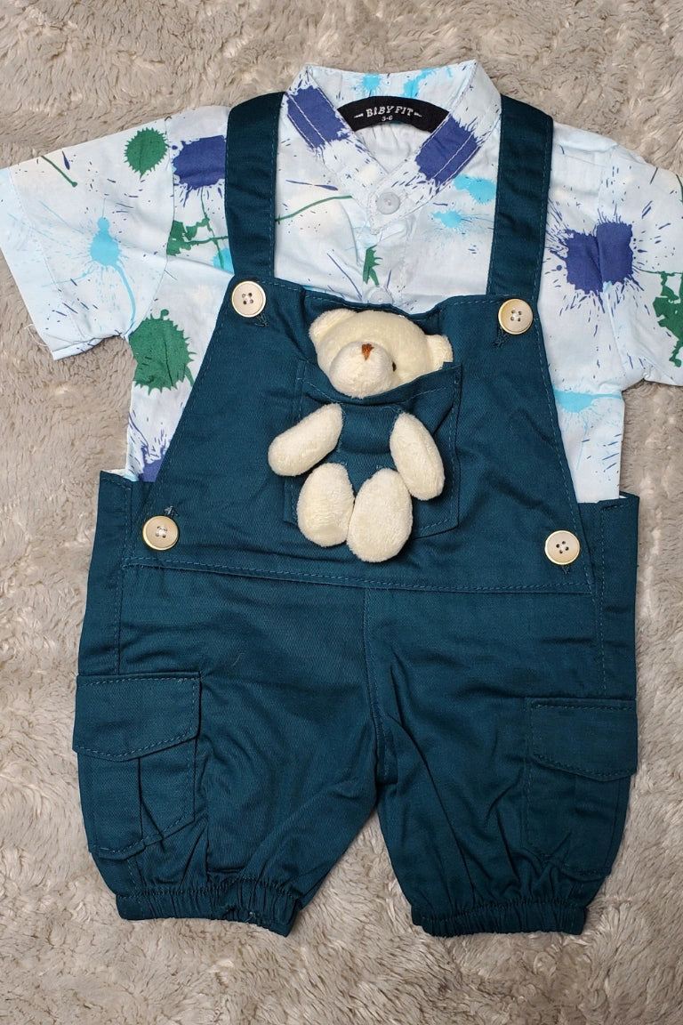 PARTY WEAR Green Bear  Romper | SUMMER FABRIC
