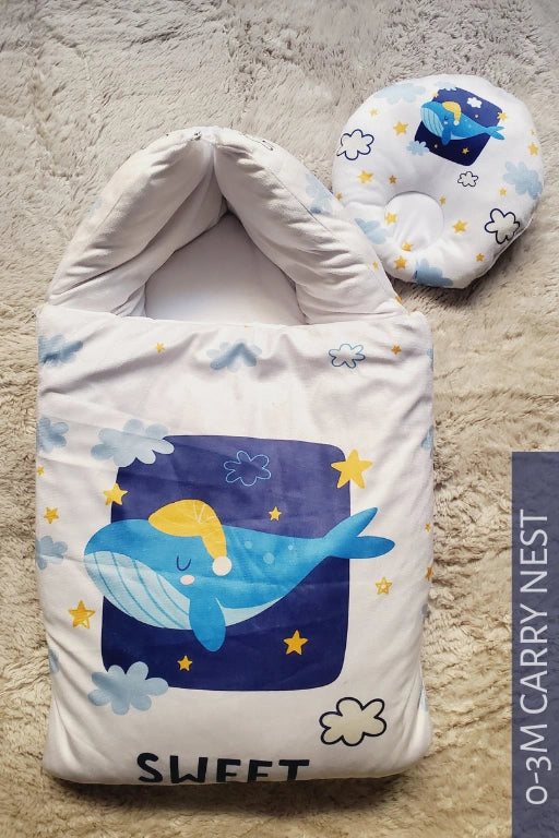 SWEET WHALE Velvet CARRY NEST Set 0-3M