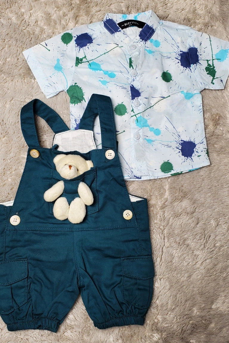 PARTY WEAR Green Splatter Romper | SUMMER FABRIC