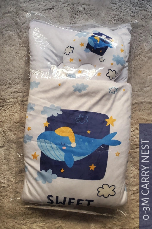 SWEET WHALE Velvet CARRY NEST Set 0-3M