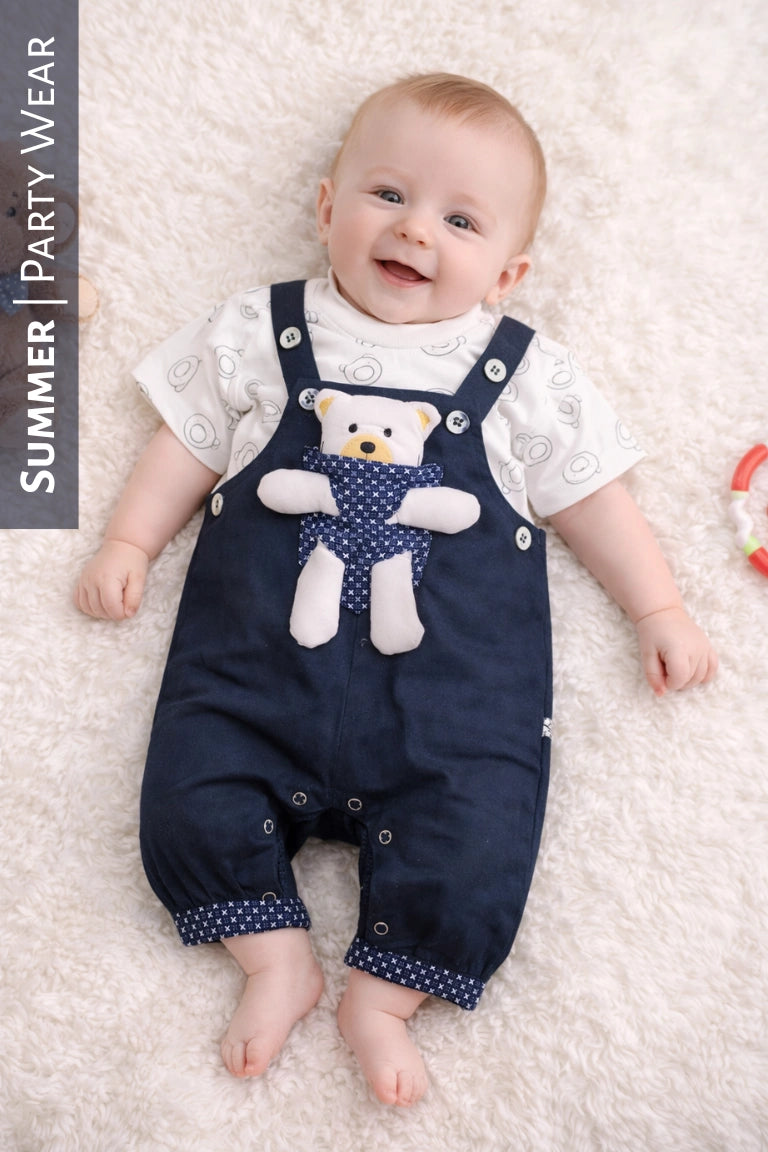 PARTY WEAR Green Bear Romper | SUMMER FABRIC