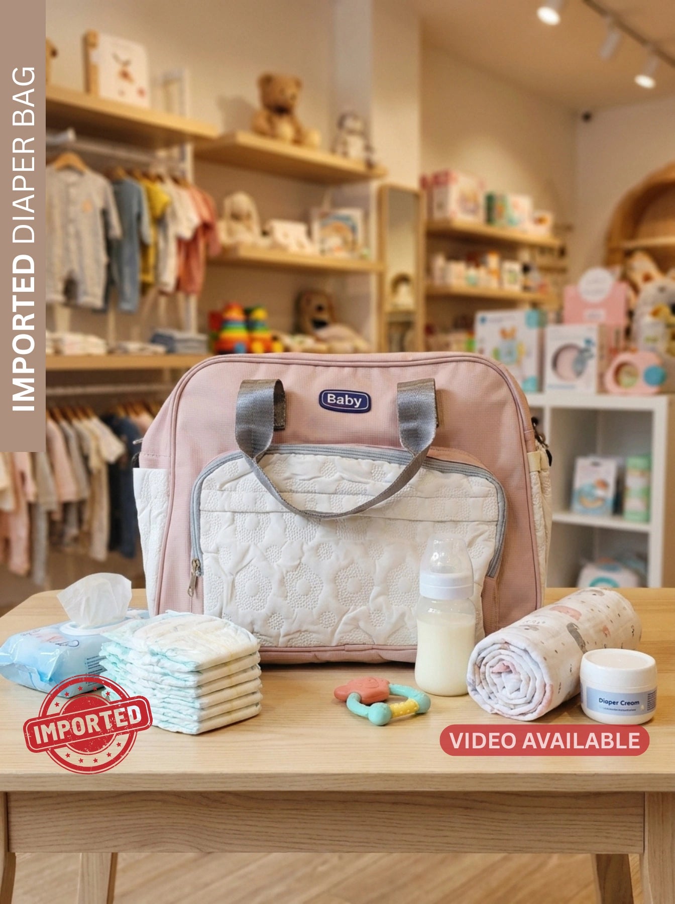 IMPORTED Chic Quilted 2-Piece Diaper Bag Set