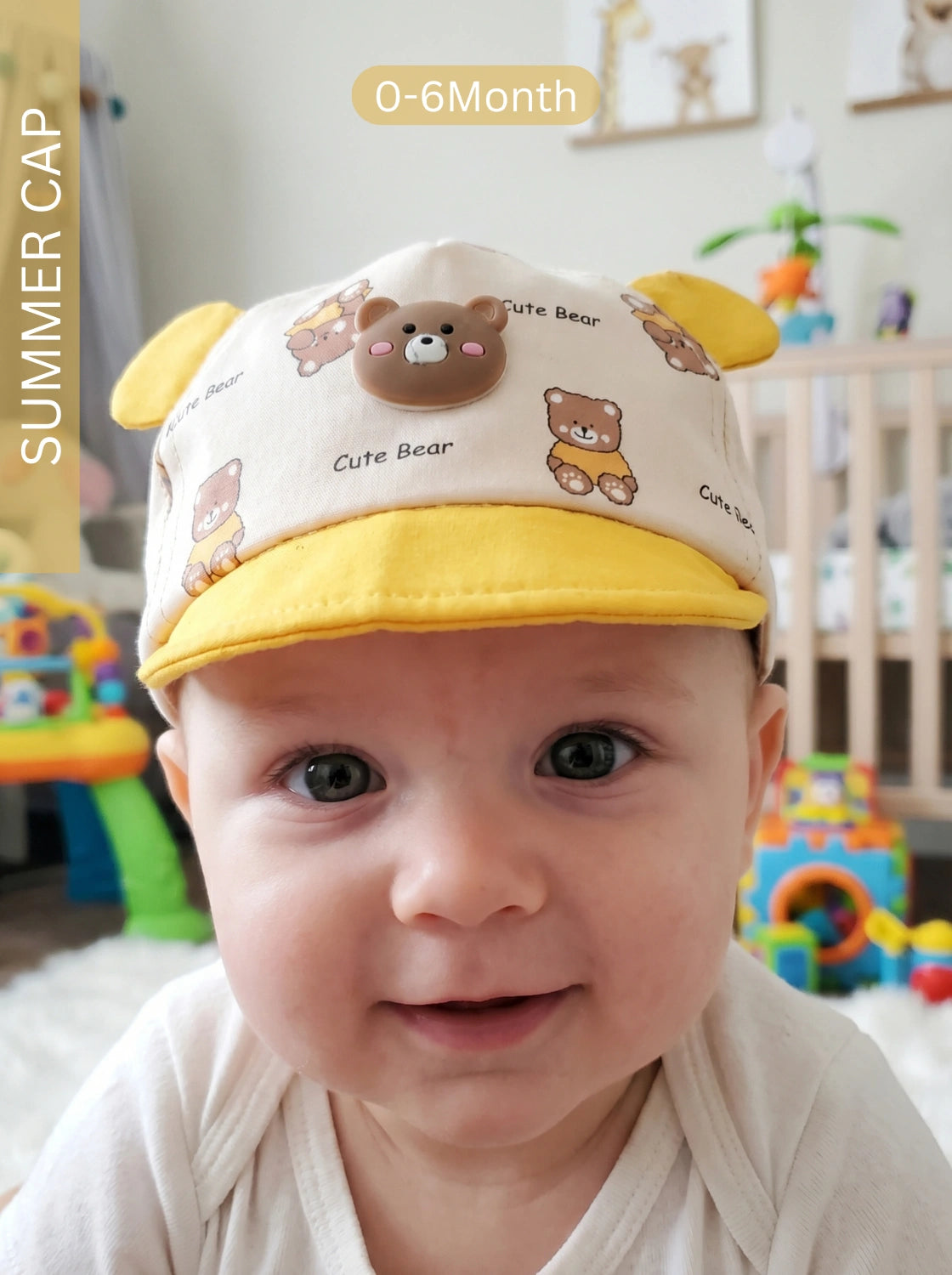 Cute Bear Summer Cap YELLOW | IMPORTED