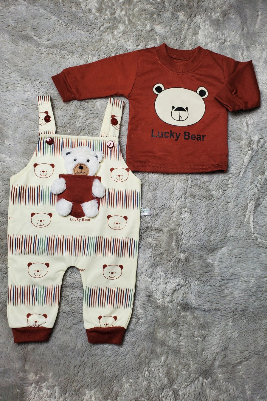 Fur Bear Romper Maroon - SUMMER FABRIC