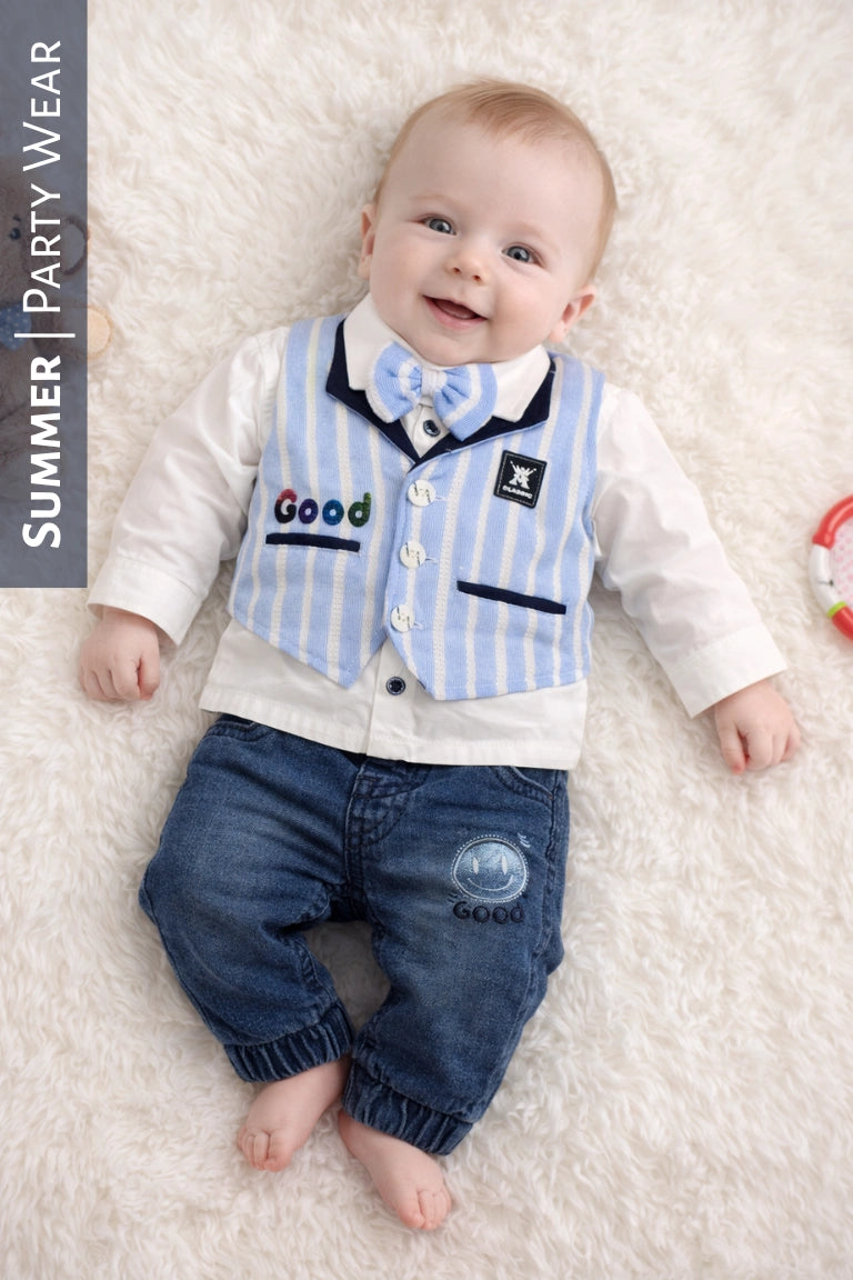 PARTY WEAR Tuxedo Good Blue | SUMMER FABRIC