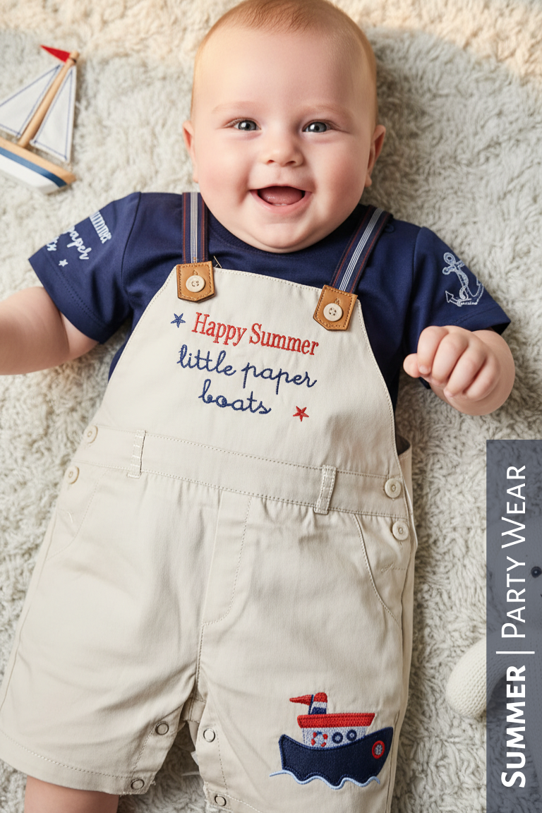 Happy Summer Romper Navy | SUMMER FABRIC