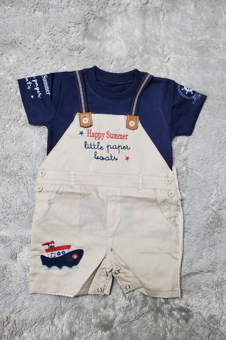 Happy Summer Romper Navy | SUMMER FABRIC