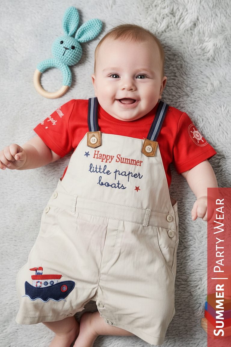 Happy Summer Romper Red  | SUMMER FABRIC