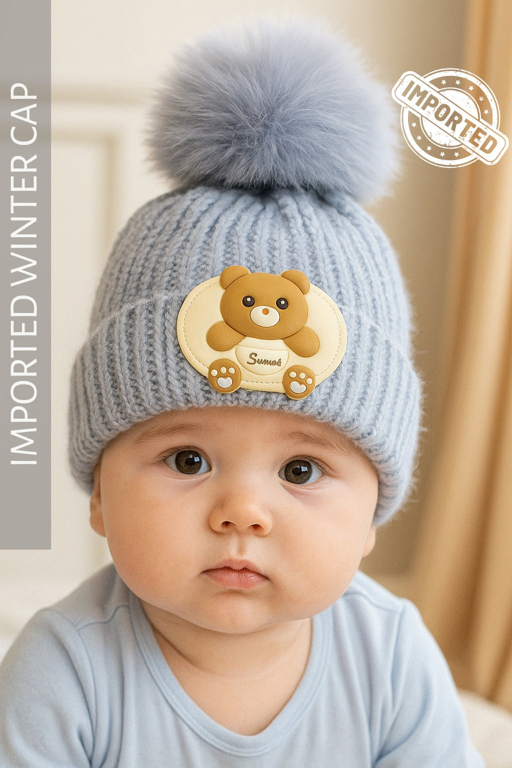 Imported PANDA Cap 0-9M GREY - Winter Comforter