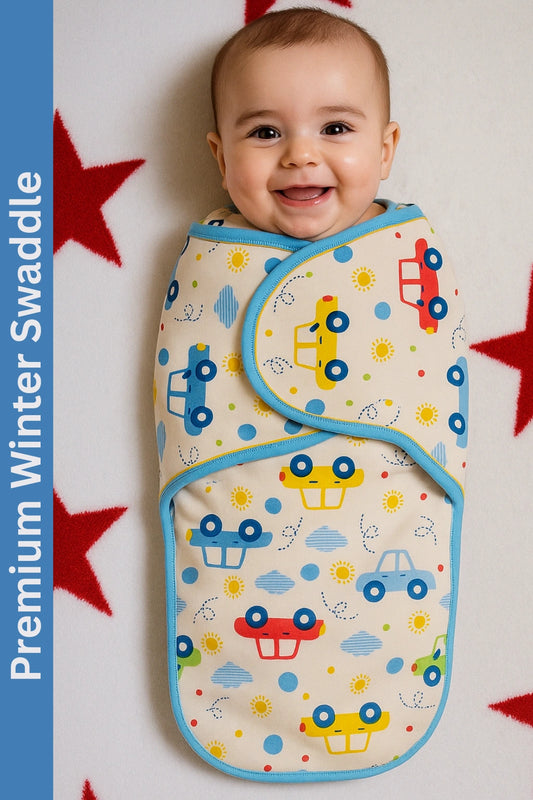 Winter Swaddle Printed Cars 0-9M Baby