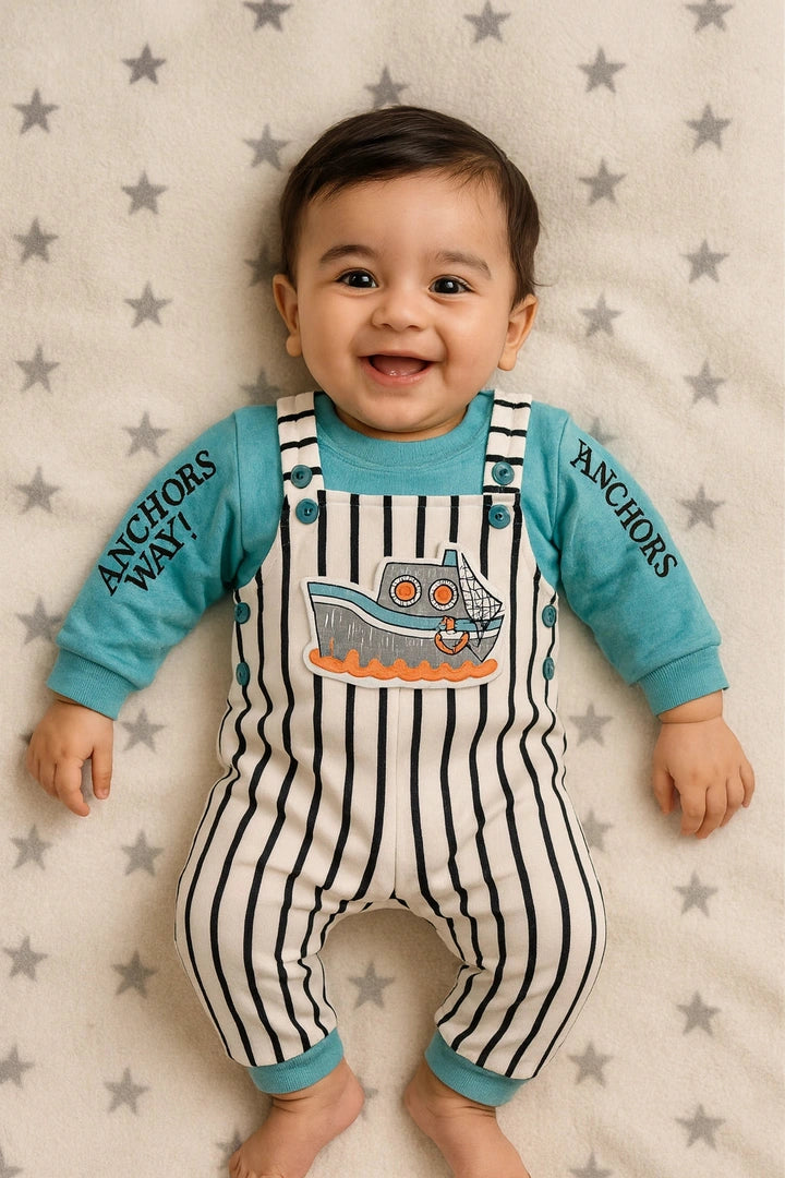 Anchor Ship Romper 0-3M - WINTER FLEECE