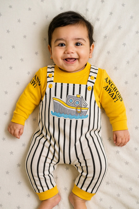 Anchor Ship Romper 0-3M - WINTER FLEECE