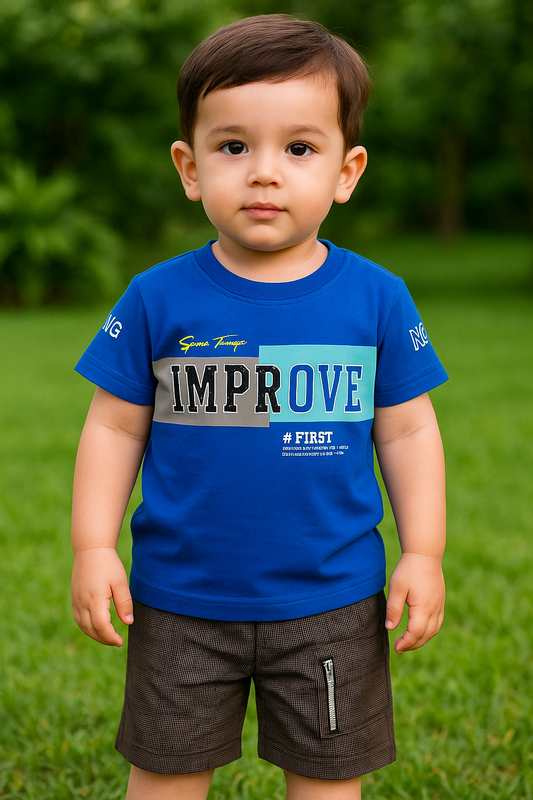 Space Troops Black Cotton Short + Blue Shirt Set