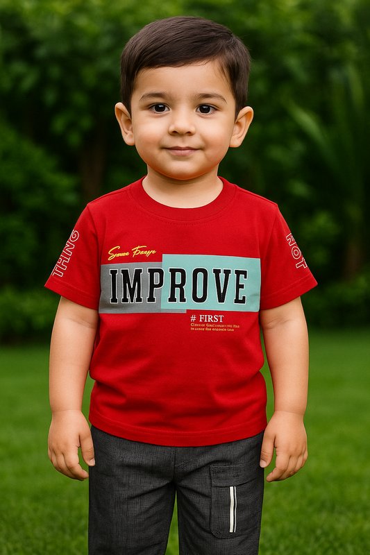 Space Troops Black Cotton Short + Red Shirt Set