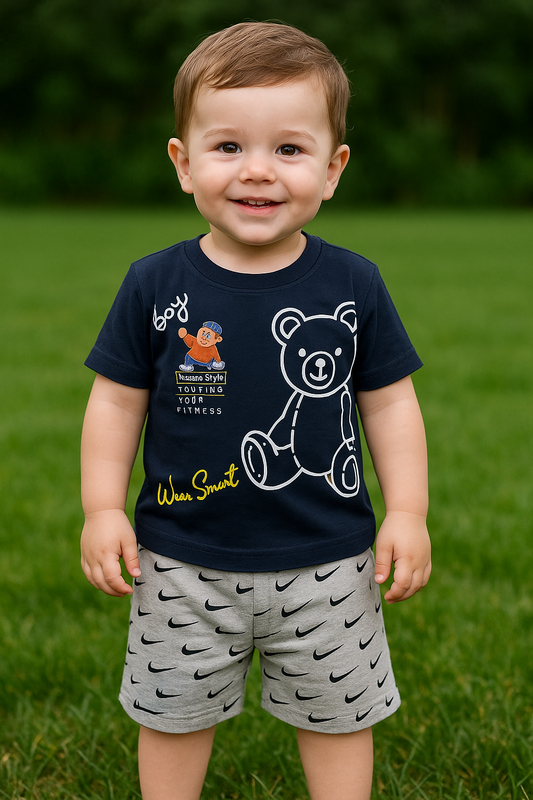 Wear Smart Short + Dark Blue Shirt Set