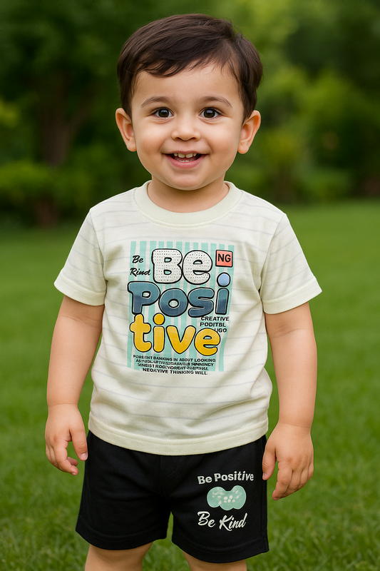 Unisex - Be Positive Mint Green Shirt + Short Set