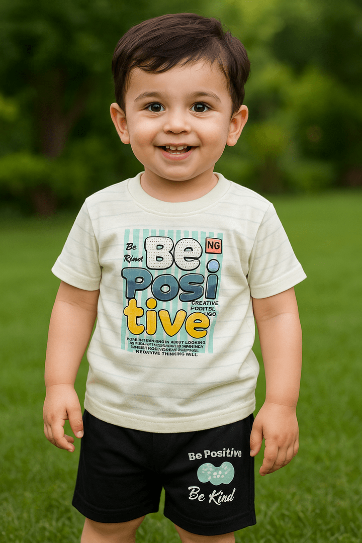 Unisex - Be Positive Mint Green Shirt + Short Set