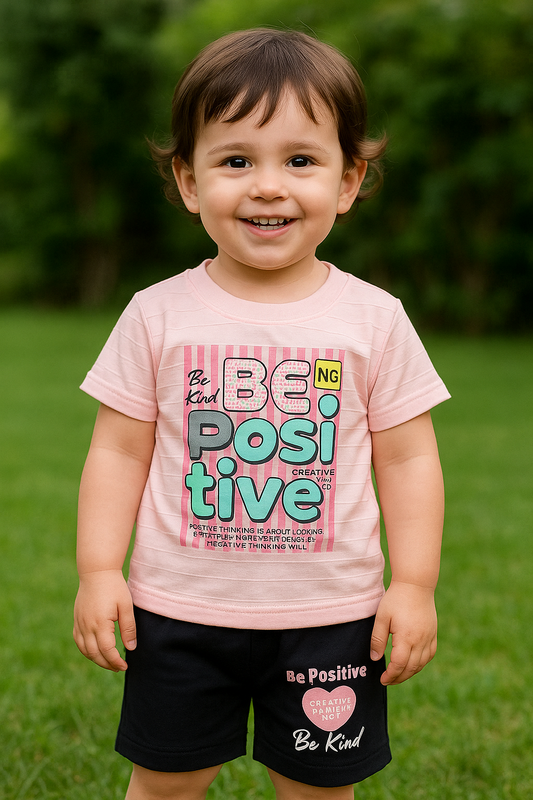 Unisex - Be Positive Short + Pink Shirt Set